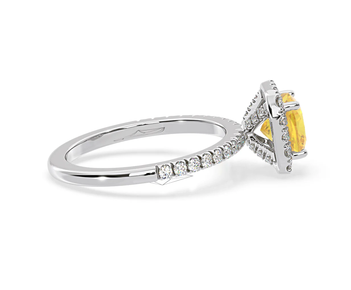 Beatrice Yellow Lab Diamond 1.65ct Cushion Halo Ring in 18K White Gold- Elara Collection - Image 65