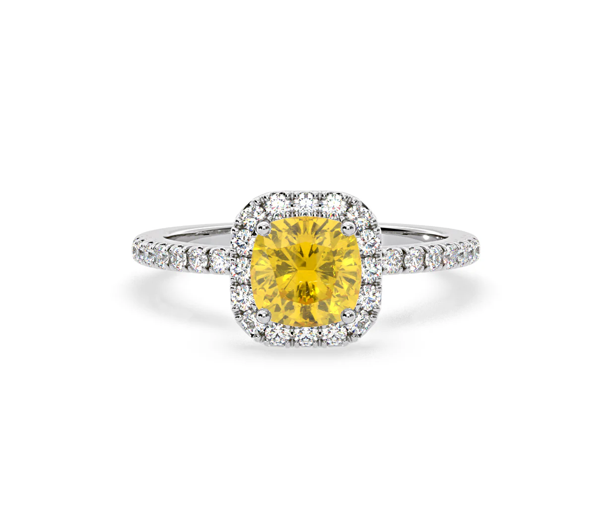Beatrice Yellow Lab Diamond 1.65ct Cushion Halo Ring in 18K White Gold- Elara Collection - Image 7