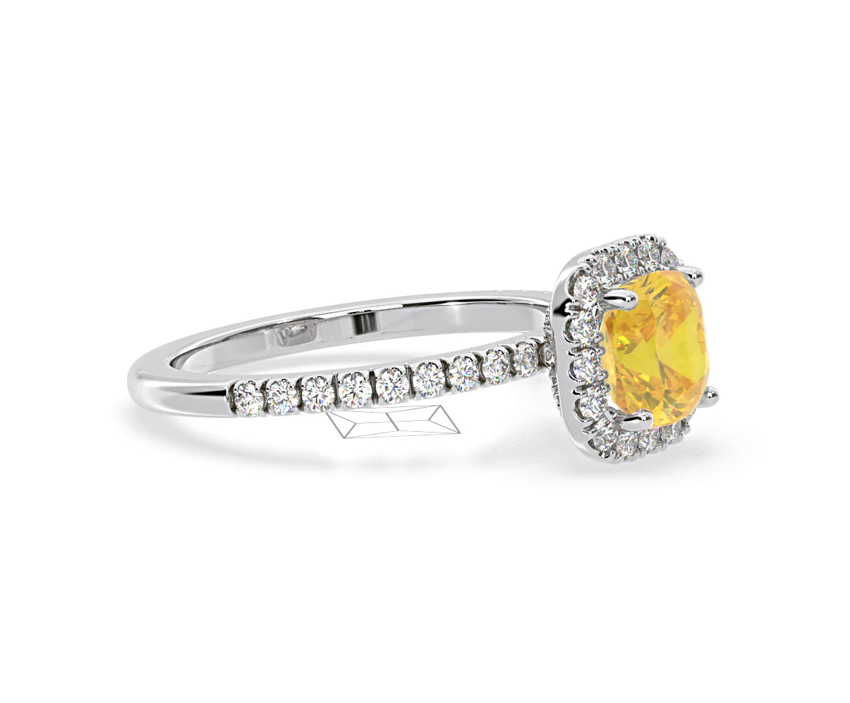 Beatrice Yellow Lab Diamond 1.65ct Cushion Halo Ring in 18K White Gold- Elara Collection - Image 74