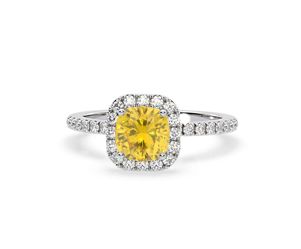 Beatrice Yellow Lab Diamond 1.65ct Cushion Halo Ring in 18K White Gold- Elara Collection - Image 8