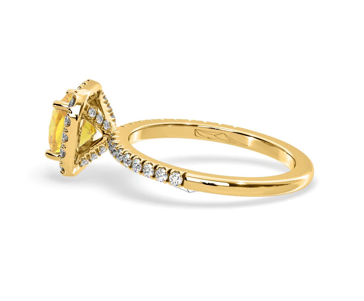 Beatrice Yellow Lab Diamond 1.65ct Cushion Halo Ring in 18K Yellow Gold- Elara Collection - Image 30