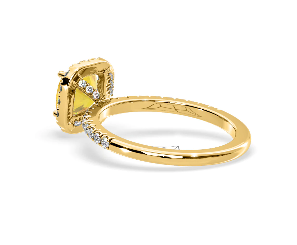 Beatrice Yellow Lab Diamond 1.65ct Cushion Halo Ring in 18K Yellow Gold- Elara Collection - Image 36