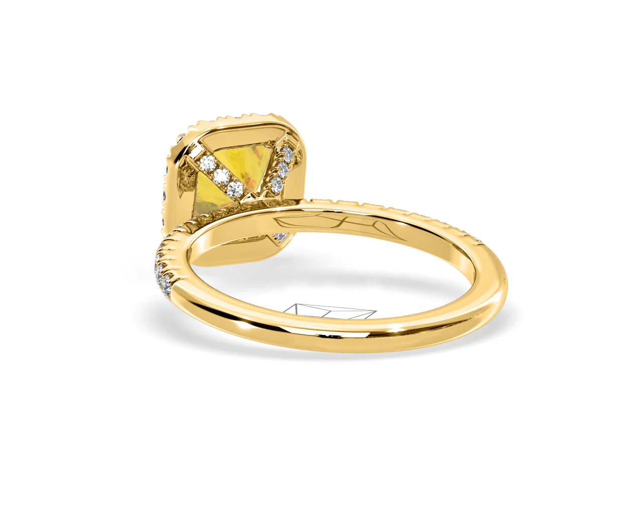 Beatrice Yellow Lab Diamond 1.65ct Cushion Halo Ring in 18K Yellow Gold- Elara Collection - Image 41
