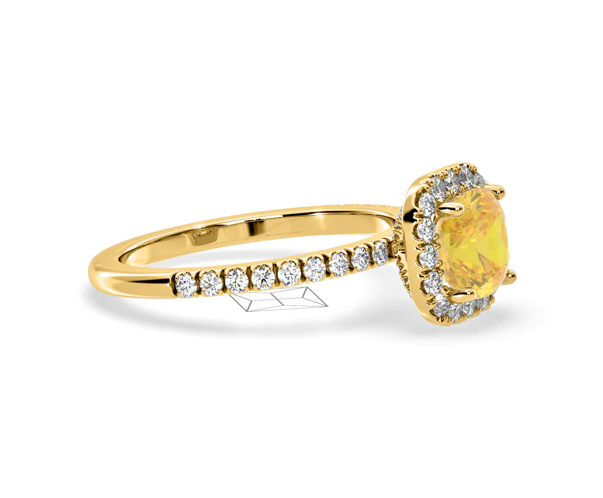 Beatrice Yellow Lab Diamond 1.65ct Cushion Halo Ring in 18K Yellow Gold- Elara Collection - Image 73