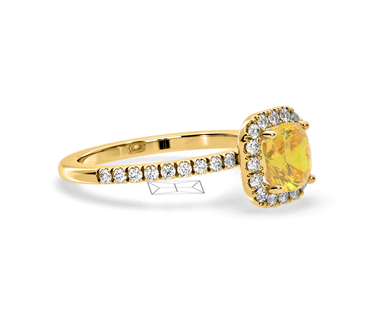 Beatrice Yellow Lab Diamond 1.65ct Cushion Halo Ring in 18K Yellow Gold- Elara Collection - Image 75