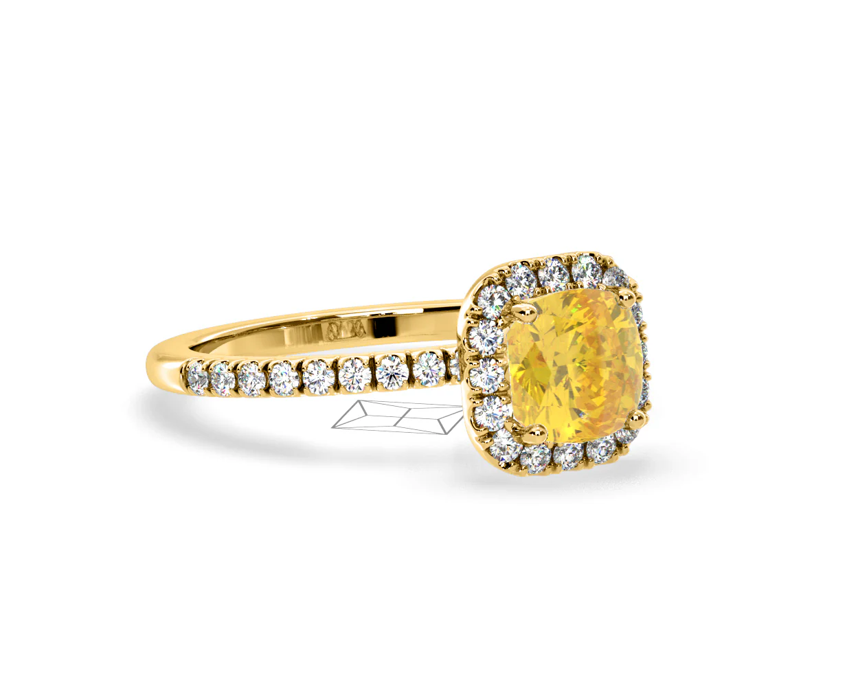 Beatrice Yellow Lab Diamond 1.65ct Cushion Halo Ring in 18K Yellow Gold- Elara Collection - Image 79