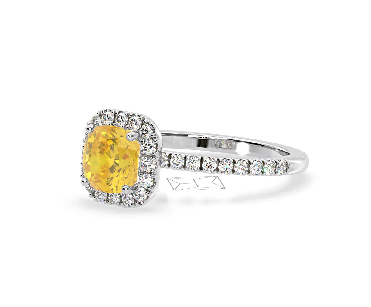 Beatrice Yellow Lab Diamond 1.65ct Cushion Halo Ring in Platinum - Elara Collection - Image 15