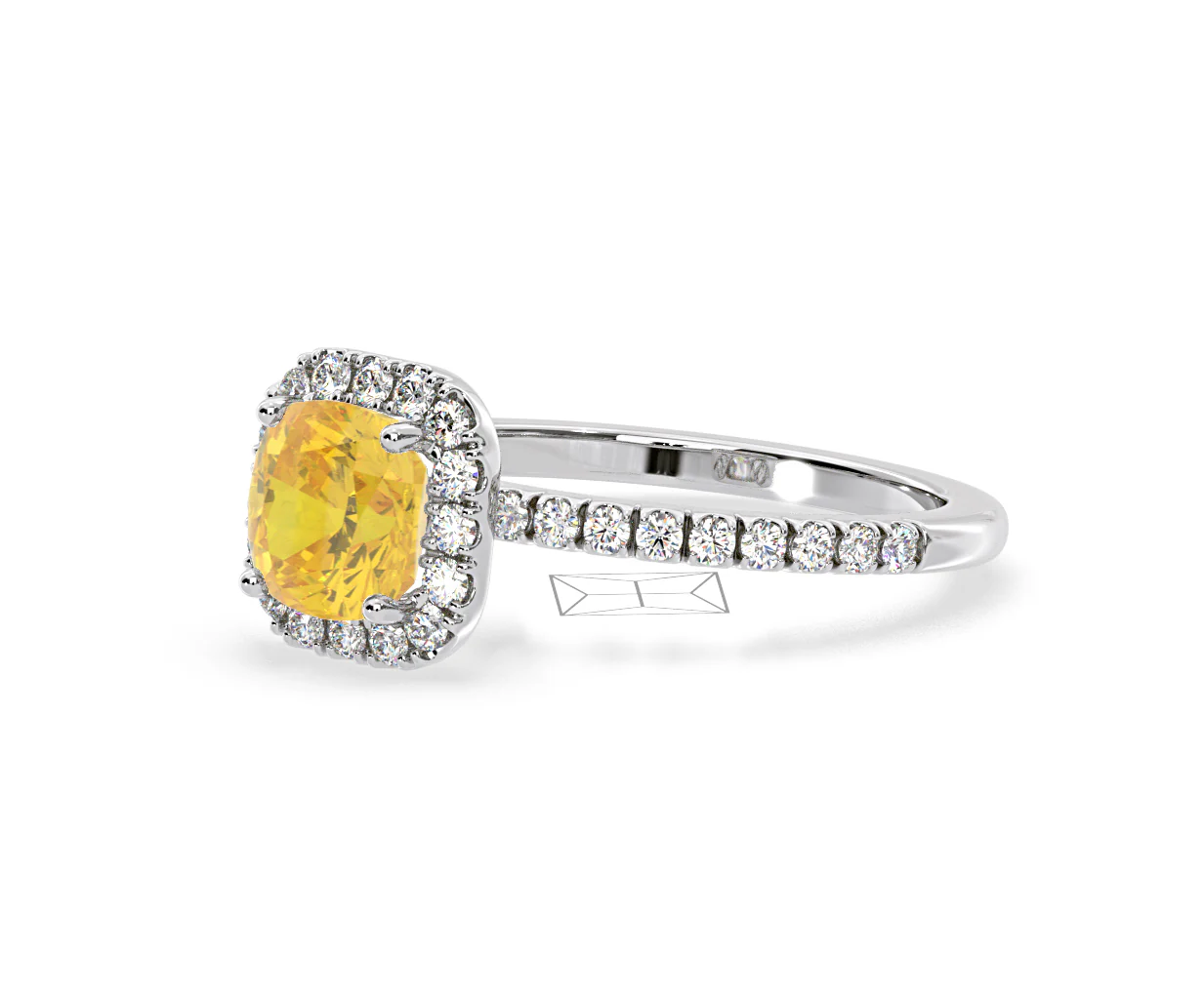 Beatrice Yellow Lab Diamond 1.65ct Cushion Halo Ring in Platinum - Elara Collection - Image 16