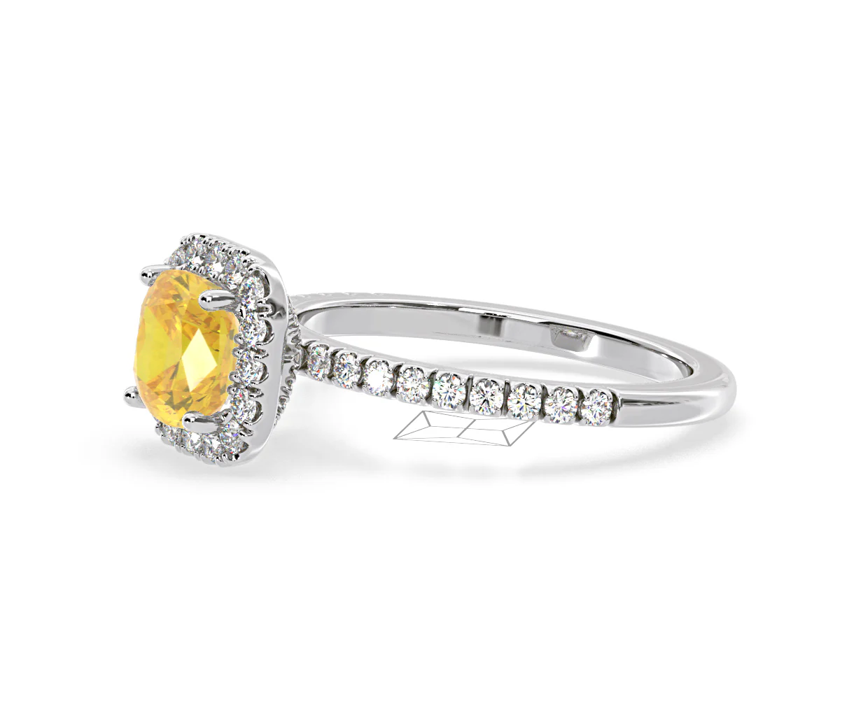 Beatrice Yellow Lab Diamond 1.65ct Cushion Halo Ring in Platinum - Elara Collection - Image 20