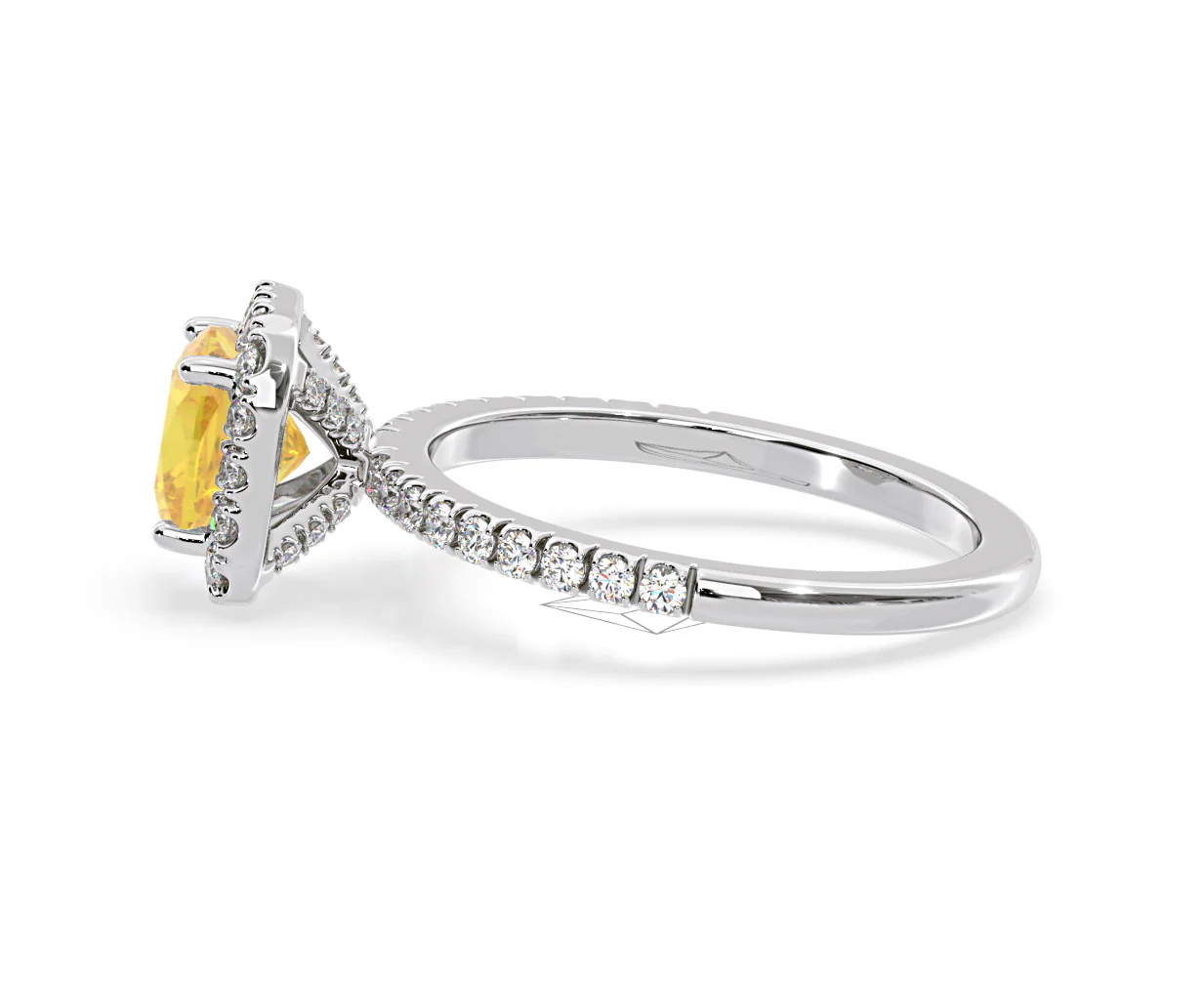 Beatrice Yellow Lab Diamond 1.65ct Cushion Halo Ring in Platinum - Elara Collection - Image 27