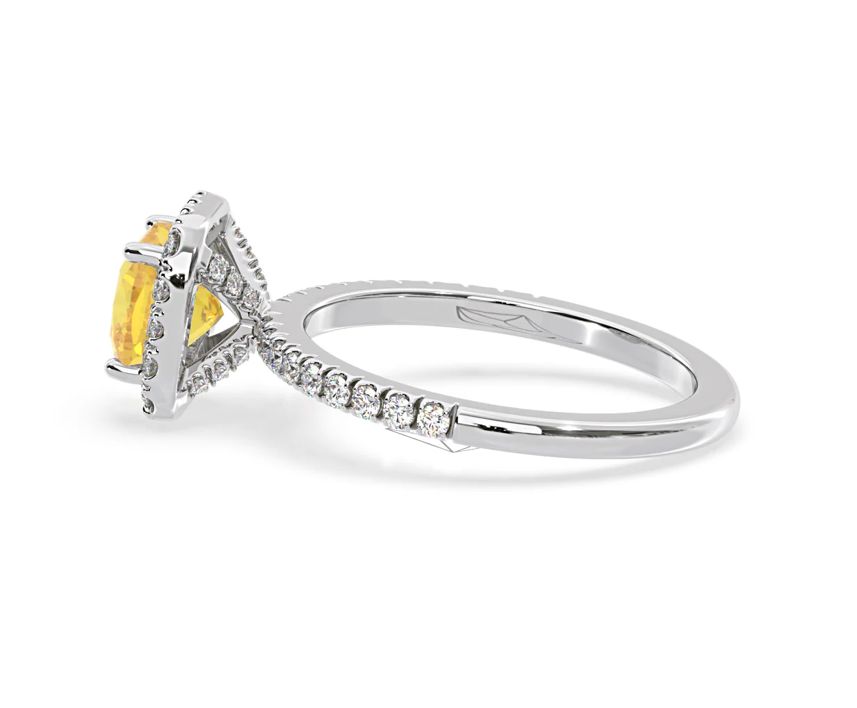 Beatrice Yellow Lab Diamond 1.65ct Cushion Halo Ring in Platinum - Elara Collection - Image 29
