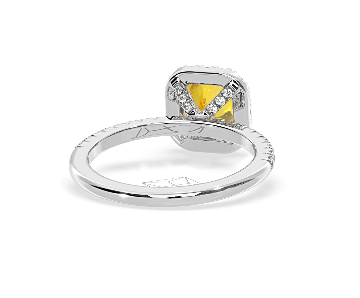 Beatrice Yellow Lab Diamond 1.65ct Cushion Halo Ring in Platinum - Elara Collection - Image 50