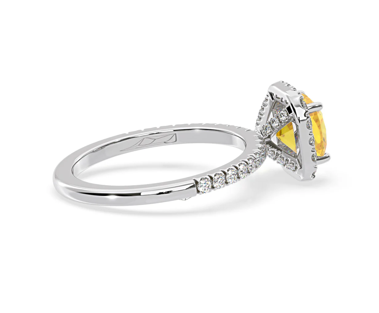 Beatrice Yellow Lab Diamond 1.65ct Cushion Halo Ring in Platinum - Elara Collection - Image 62