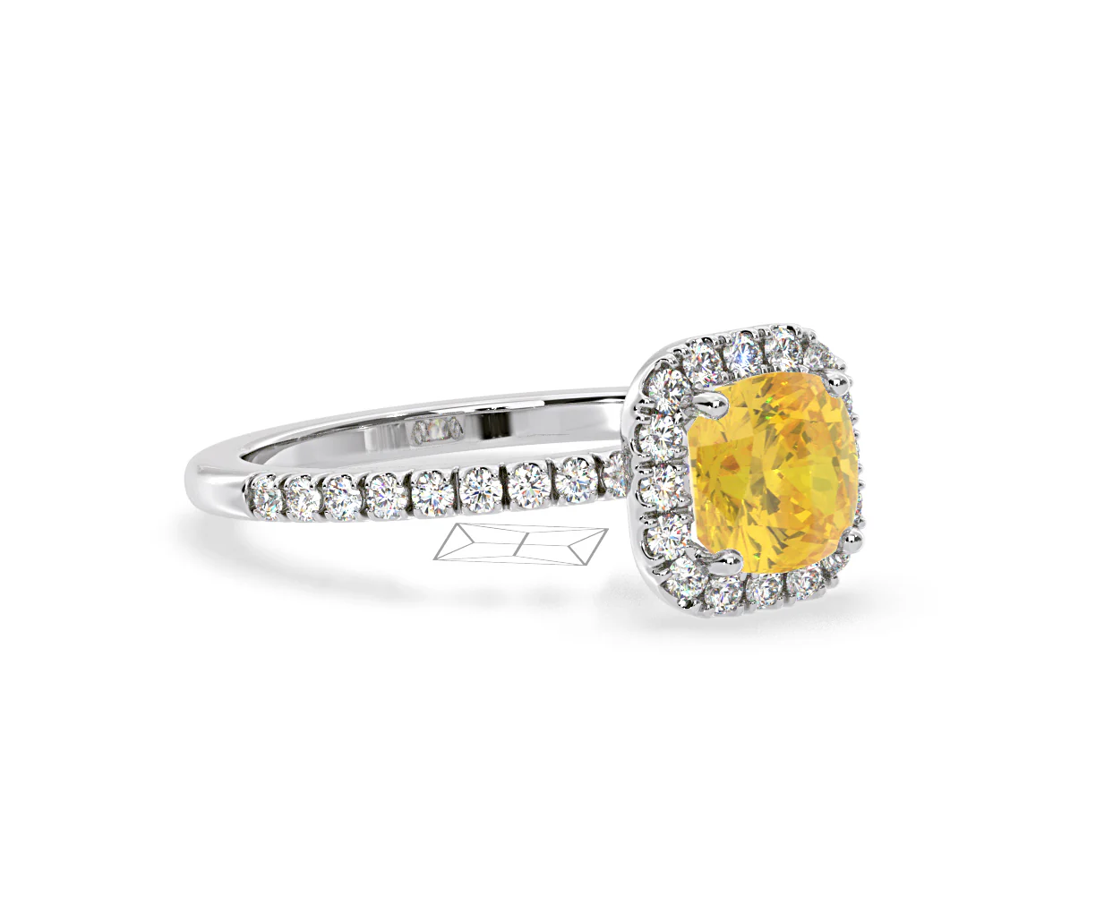 Beatrice Yellow Lab Diamond 1.65ct Cushion Halo Ring in Platinum - Elara Collection - Image 78