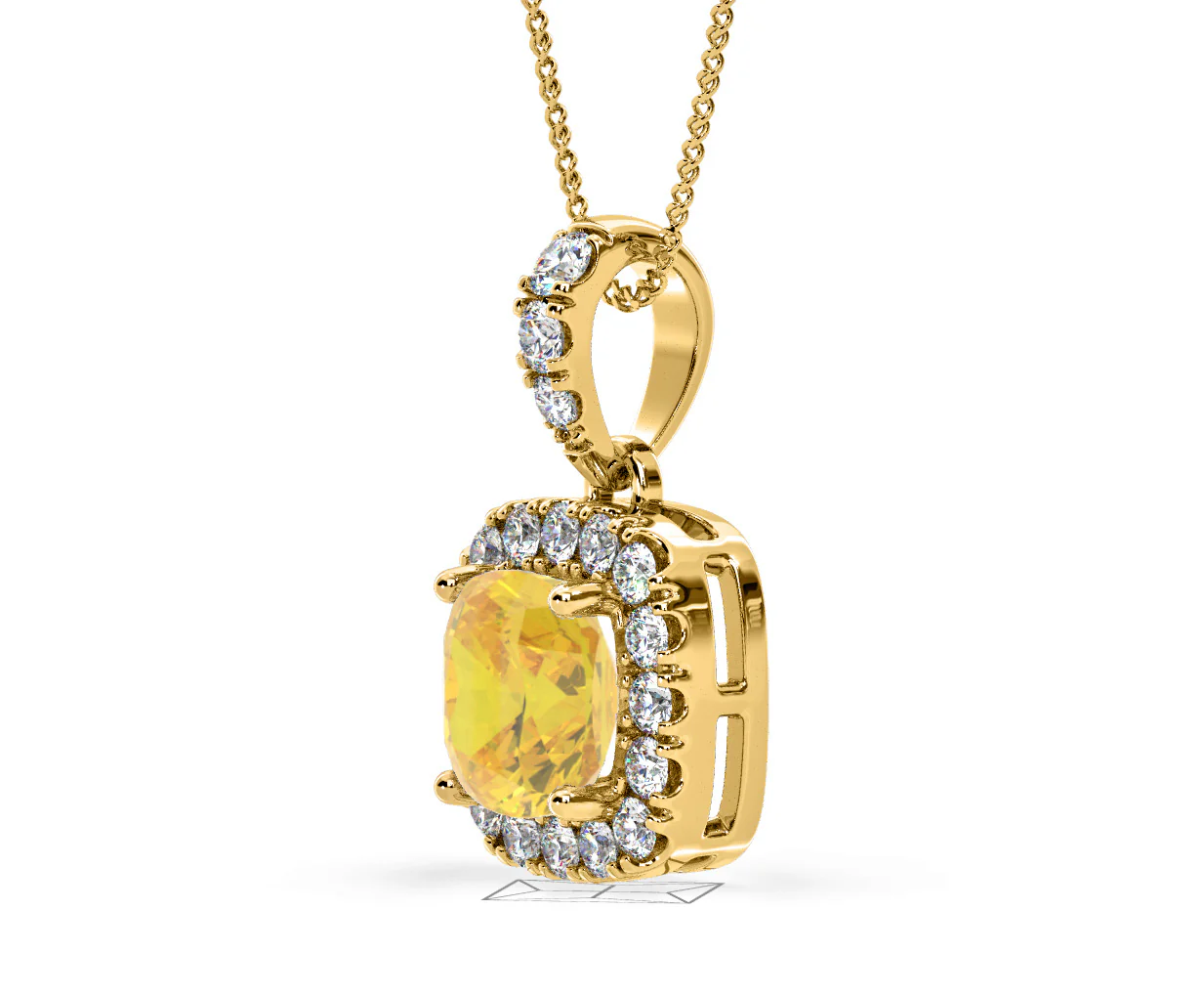 Beatrice Yellow Lab Diamond Cushion Cut Necklace 1.38ct in 18K Gold - Elara Collection - Image 22