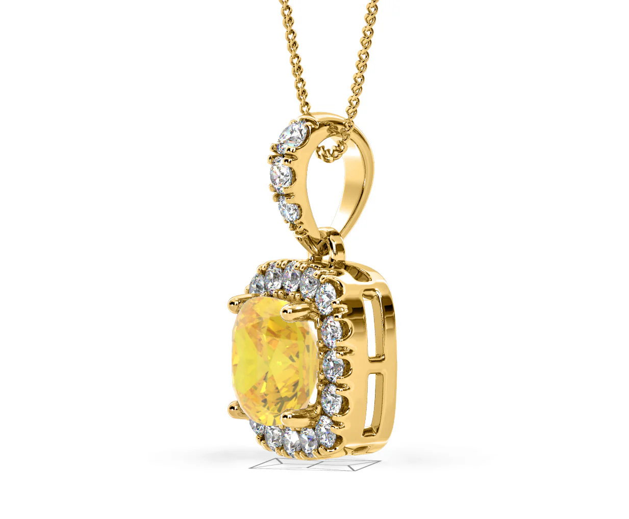 Beatrice Yellow Lab Diamond Cushion Cut Necklace 1.38ct in 18K Gold - Elara Collection - Image 23