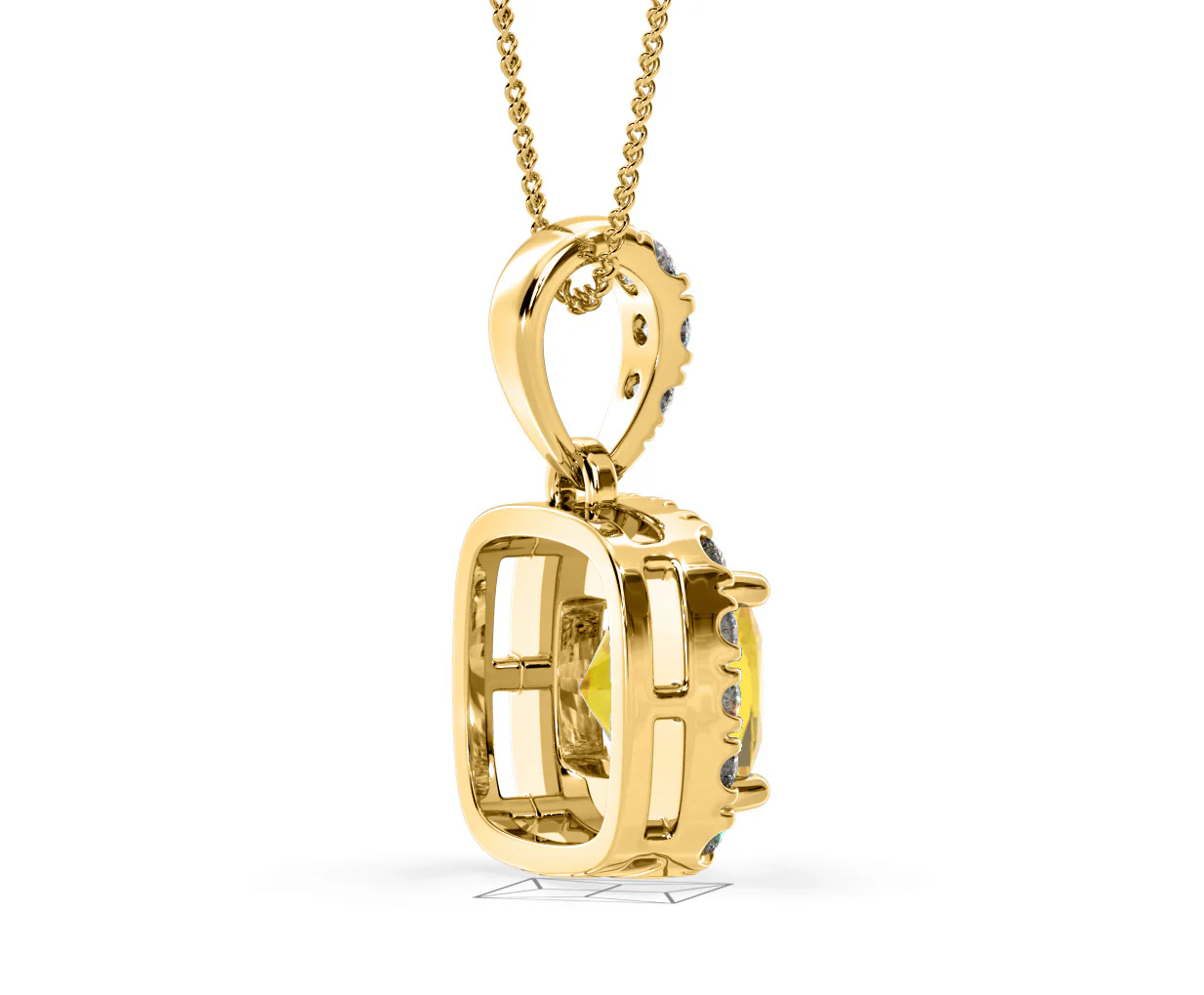 Beatrice Yellow Lab Diamond Cushion Cut Necklace 1.38ct in 18K Gold - Elara Collection - Image 63