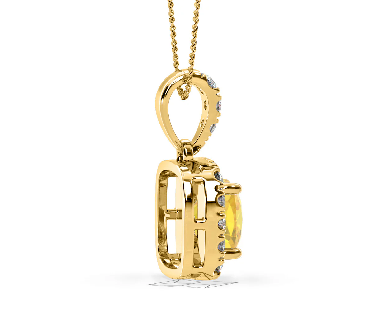 Beatrice Yellow Lab Diamond Cushion Cut Necklace 1.38ct in 18K Gold - Elara Collection - Image 66