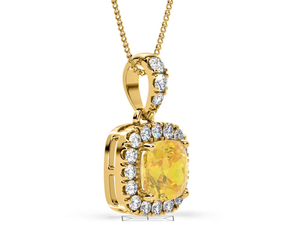 Beatrice Yellow Lab Diamond Cushion Cut Necklace 1.38ct in 18K Gold - Elara Collection - Image 79
