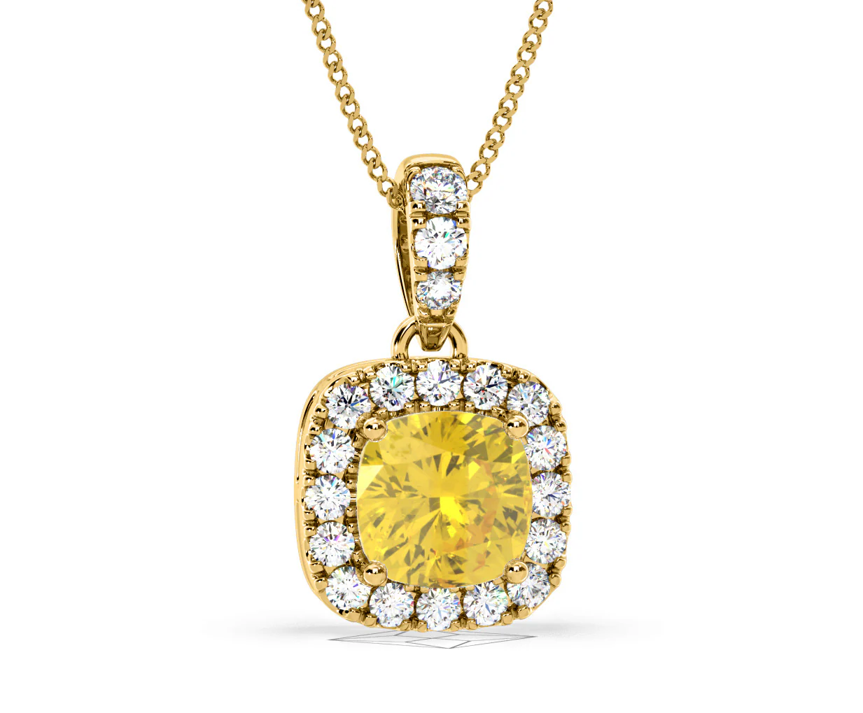 Beatrice Yellow Lab Diamond Cushion Cut Necklace 1.38ct in 18K Gold - Elara Collection - Image 87