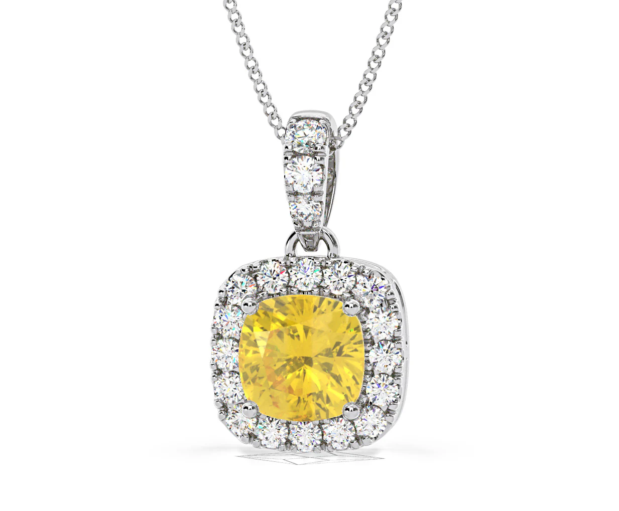 Beatrice Yellow Lab Diamond Cushion Cut Necklace 1.38ct in 18K White Gold - Elara Collection - Image 12
