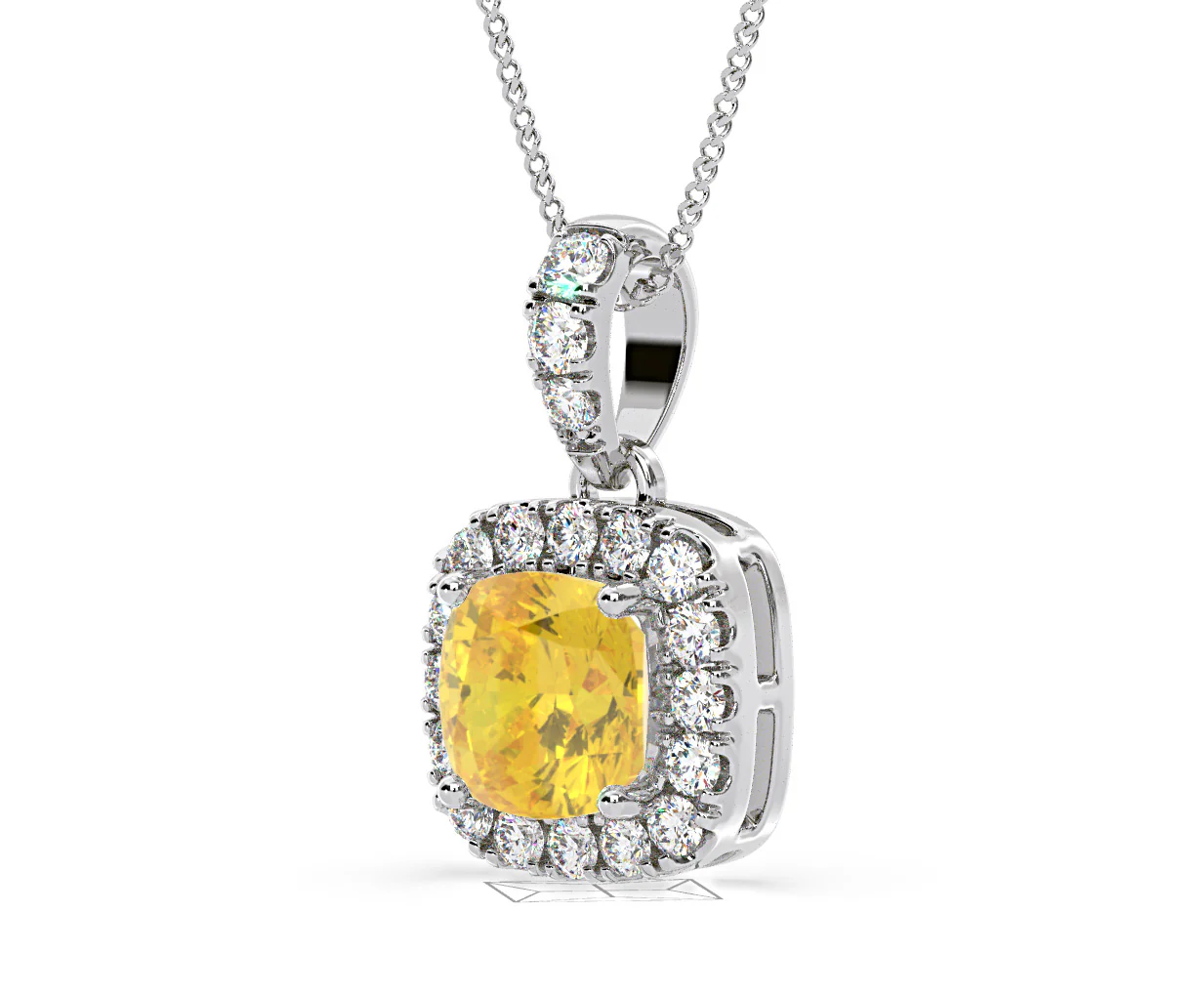 Beatrice Yellow Lab Diamond Cushion Cut Necklace 1.38ct in 18K White Gold - Elara Collection - Image 18