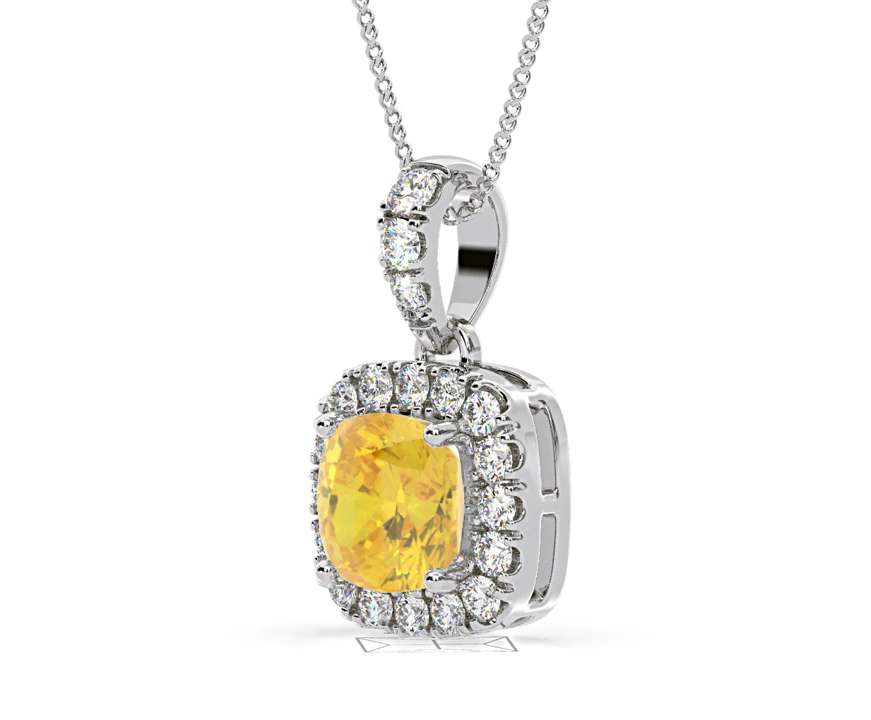 Beatrice Yellow Lab Diamond Cushion Cut Necklace 1.38ct in 18K White Gold - Elara Collection - Image 19
