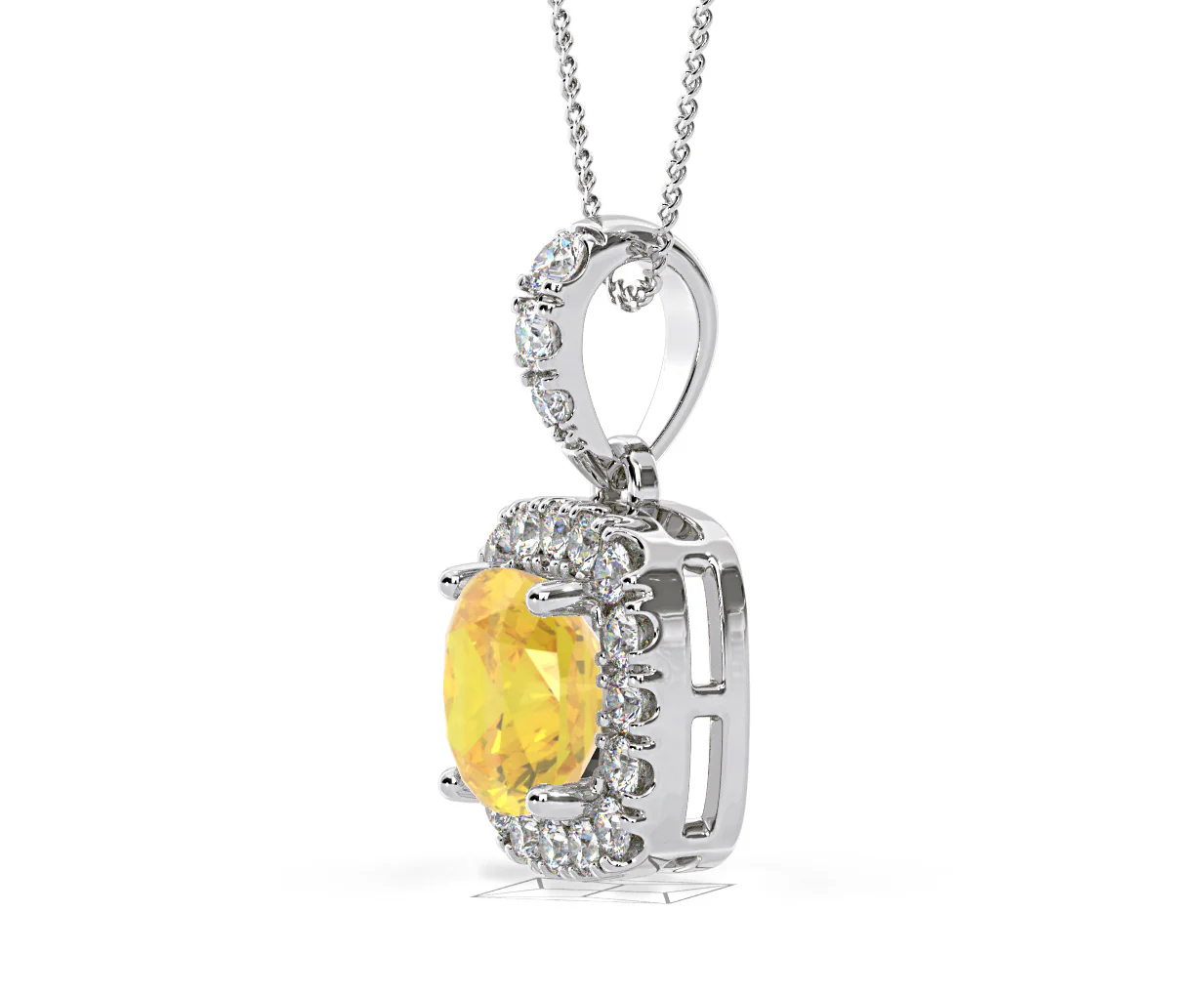Beatrice Yellow Lab Diamond Cushion Cut Necklace 1.38ct in 18K White Gold - Elara Collection - Image 24