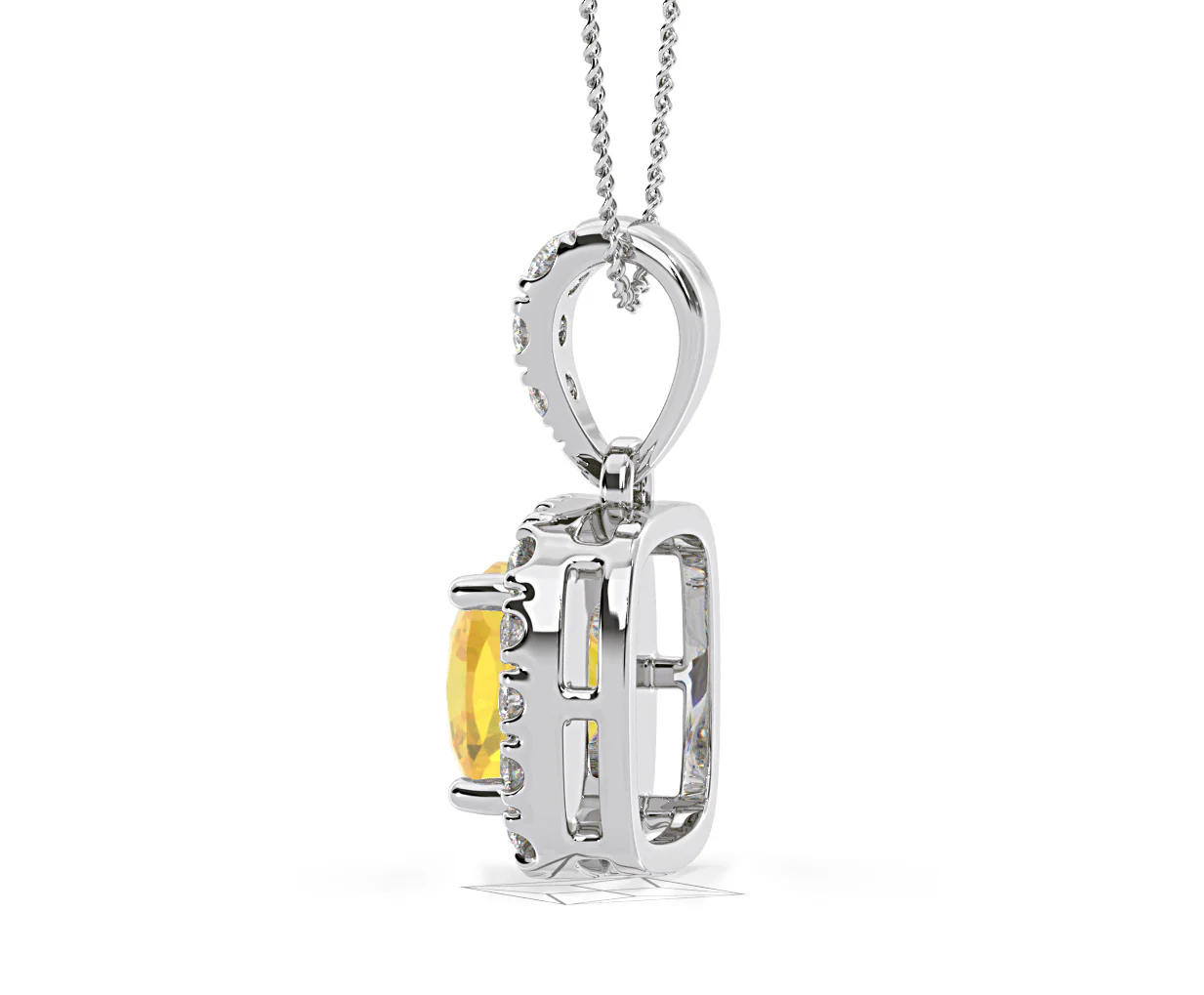 Beatrice Yellow Lab Diamond Cushion Cut Necklace 1.38ct in 18K White Gold - Elara Collection - Image 33