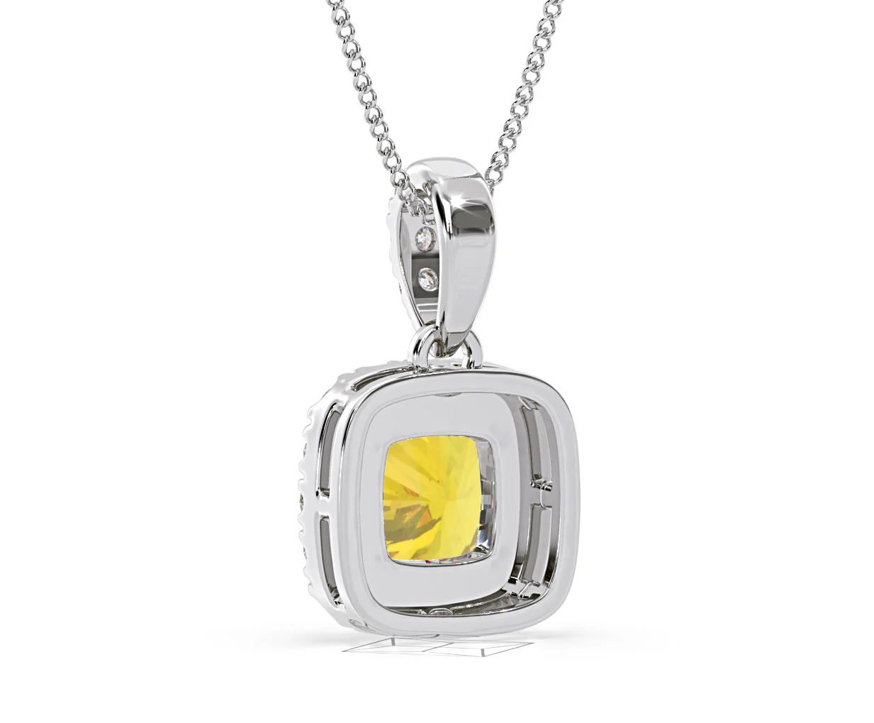 Beatrice Yellow Lab Diamond Cushion Cut Necklace 1.38ct in 18K White Gold - Elara Collection - Image 44