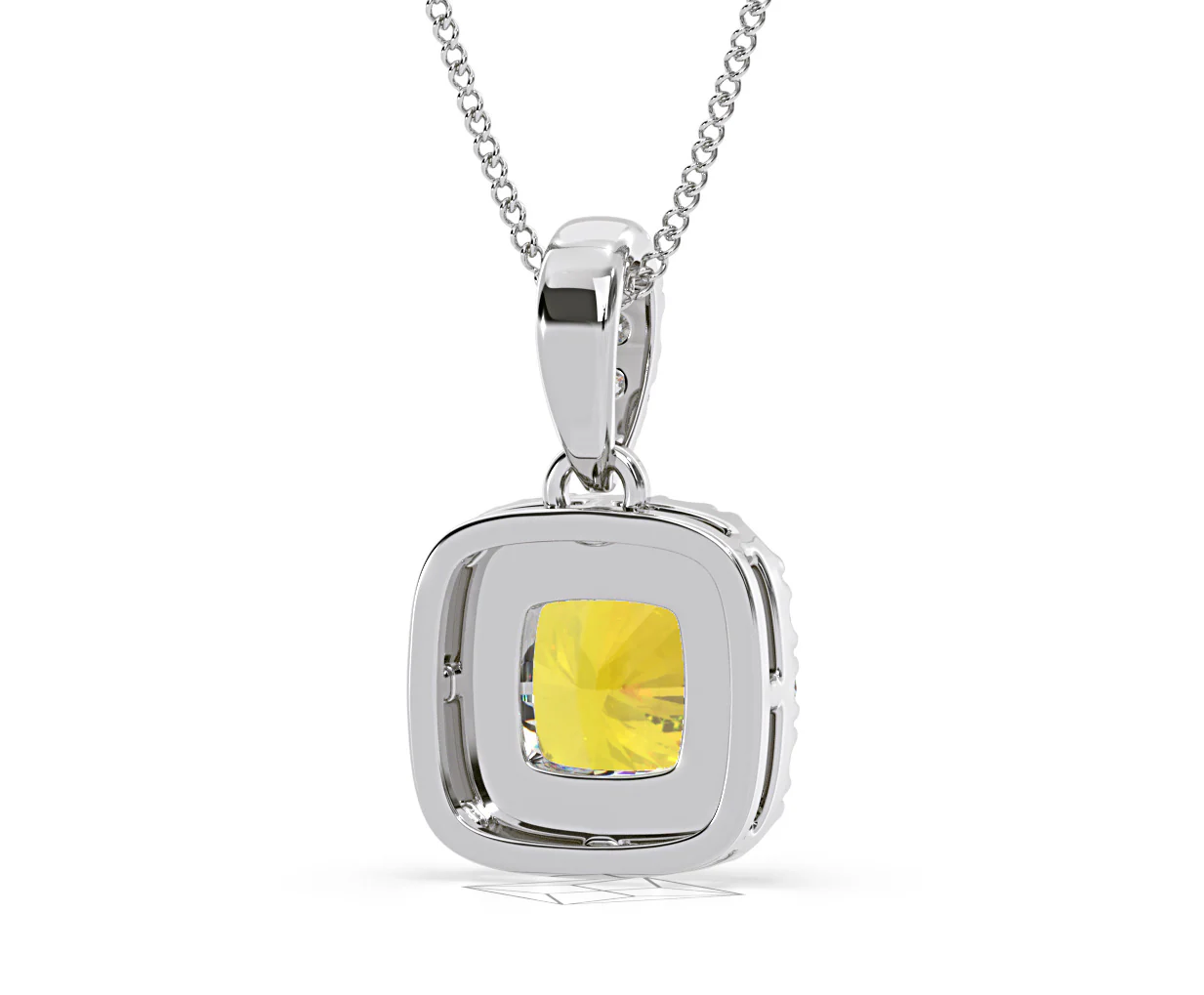 Beatrice Yellow Lab Diamond Cushion Cut Necklace 1.38ct in 18K White Gold - Elara Collection - Image 53