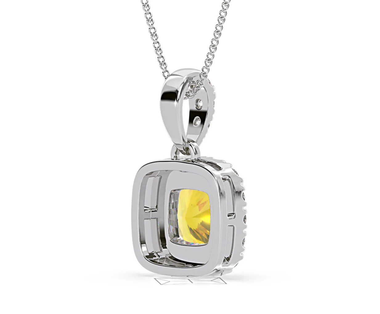 Beatrice Yellow Lab Diamond Cushion Cut Necklace 1.38ct in 18K White Gold - Elara Collection - Image 58