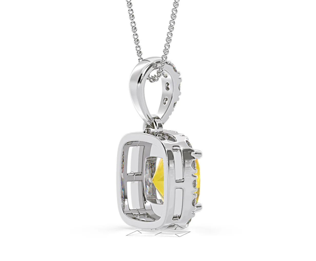Beatrice Yellow Lab Diamond Cushion Cut Necklace 1.38ct in 18K White Gold - Elara Collection - Image 62