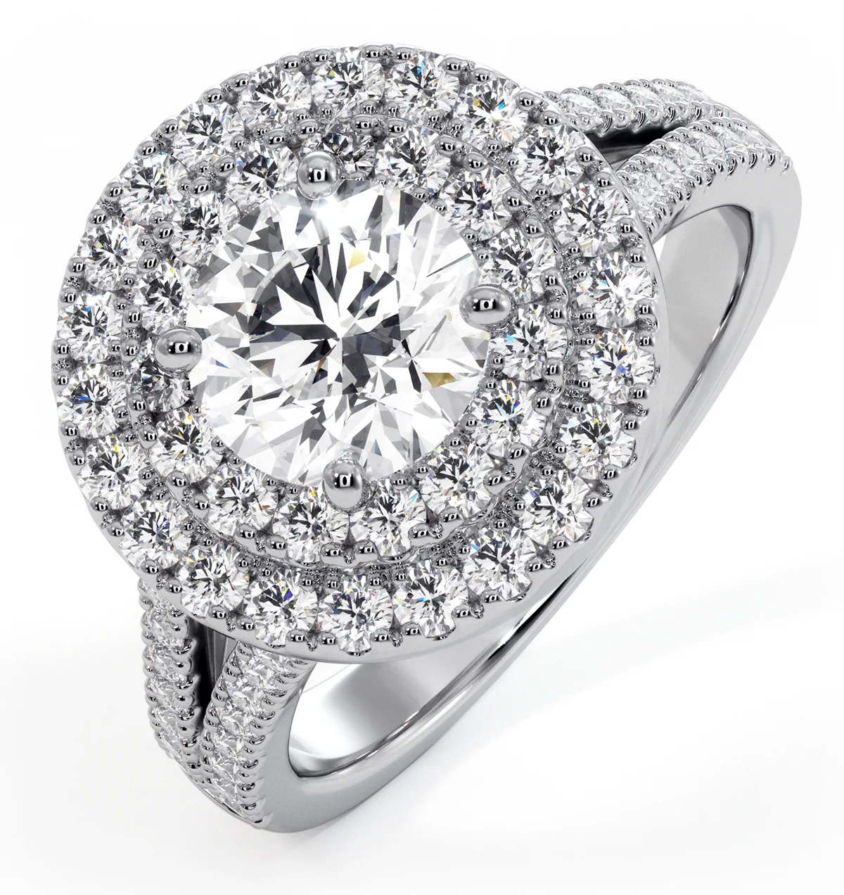 Camilla GIA Diamond Halo Engagement Ring 18K White Gold 2.15ct G/VS1