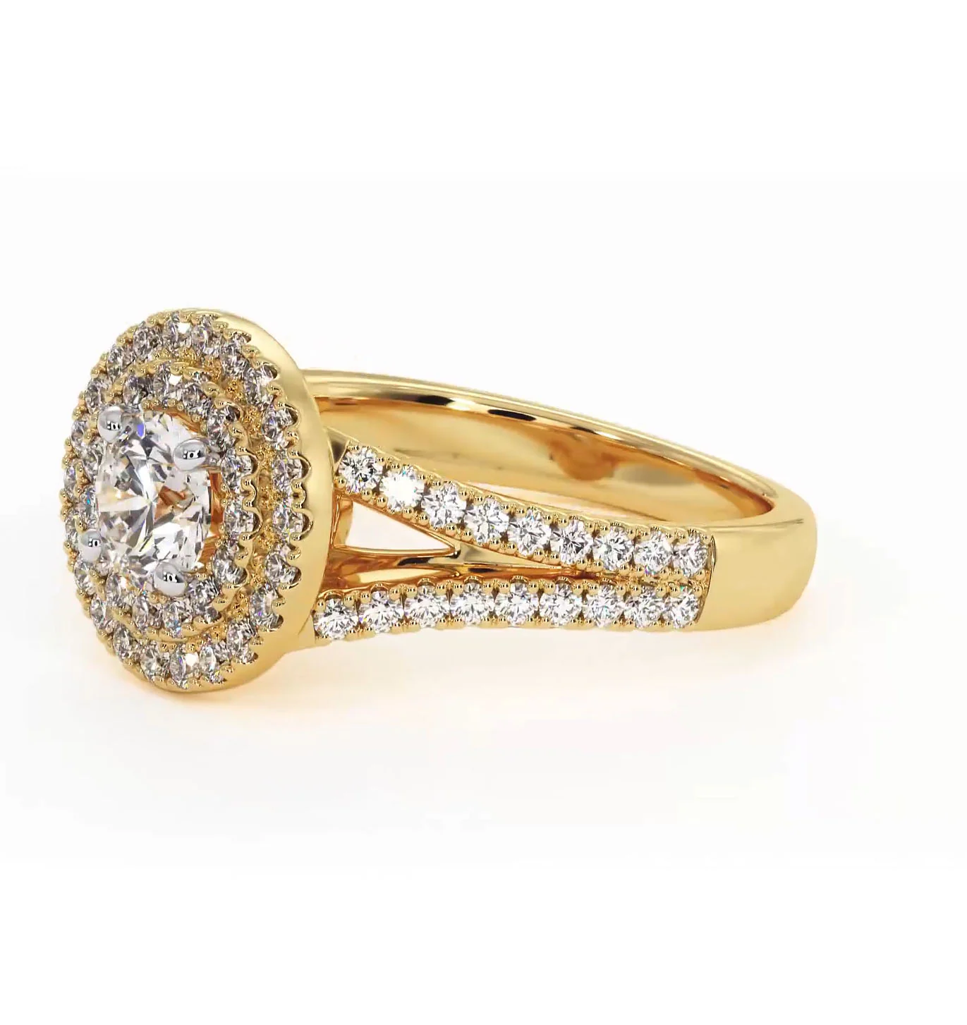 Camilla Diamond Halo Engagement Ring in 18K Gold 1.15ct G/SI2 - Image 99