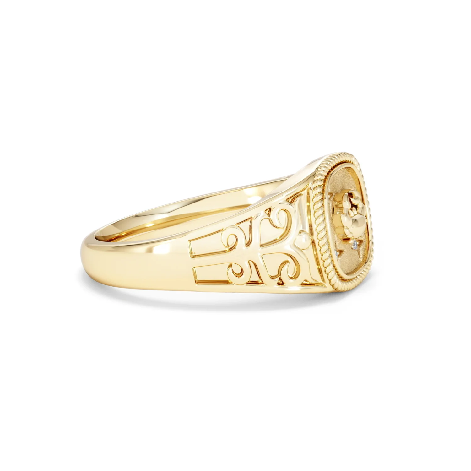 Cancer Zodiac 0.01ct Lab Diamond Signet Ring in 18K Gold Vermeil - Image 22