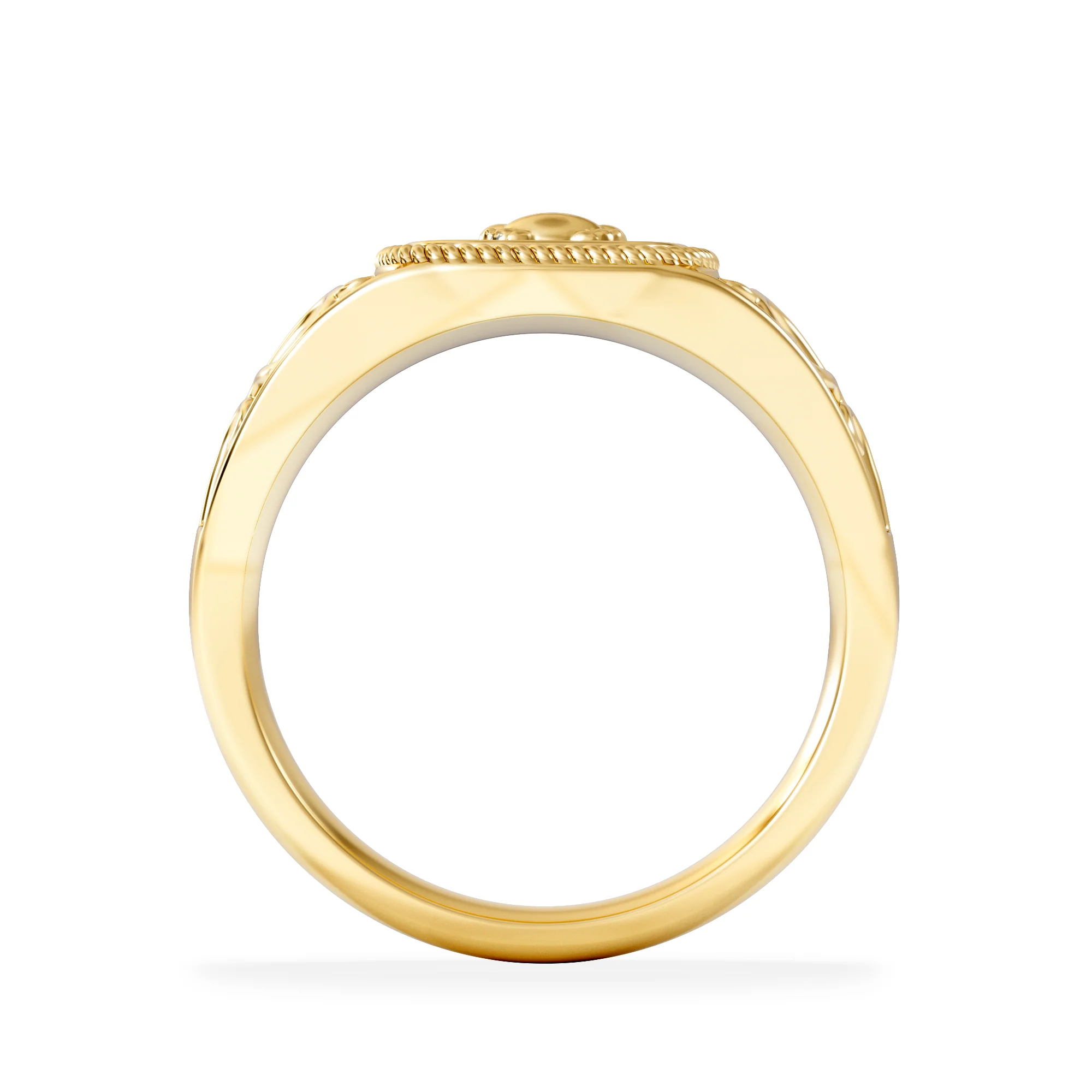 Cancer Zodiac 0.01ct Lab Diamond Signet Ring in 18K Gold Vermeil - Image 3