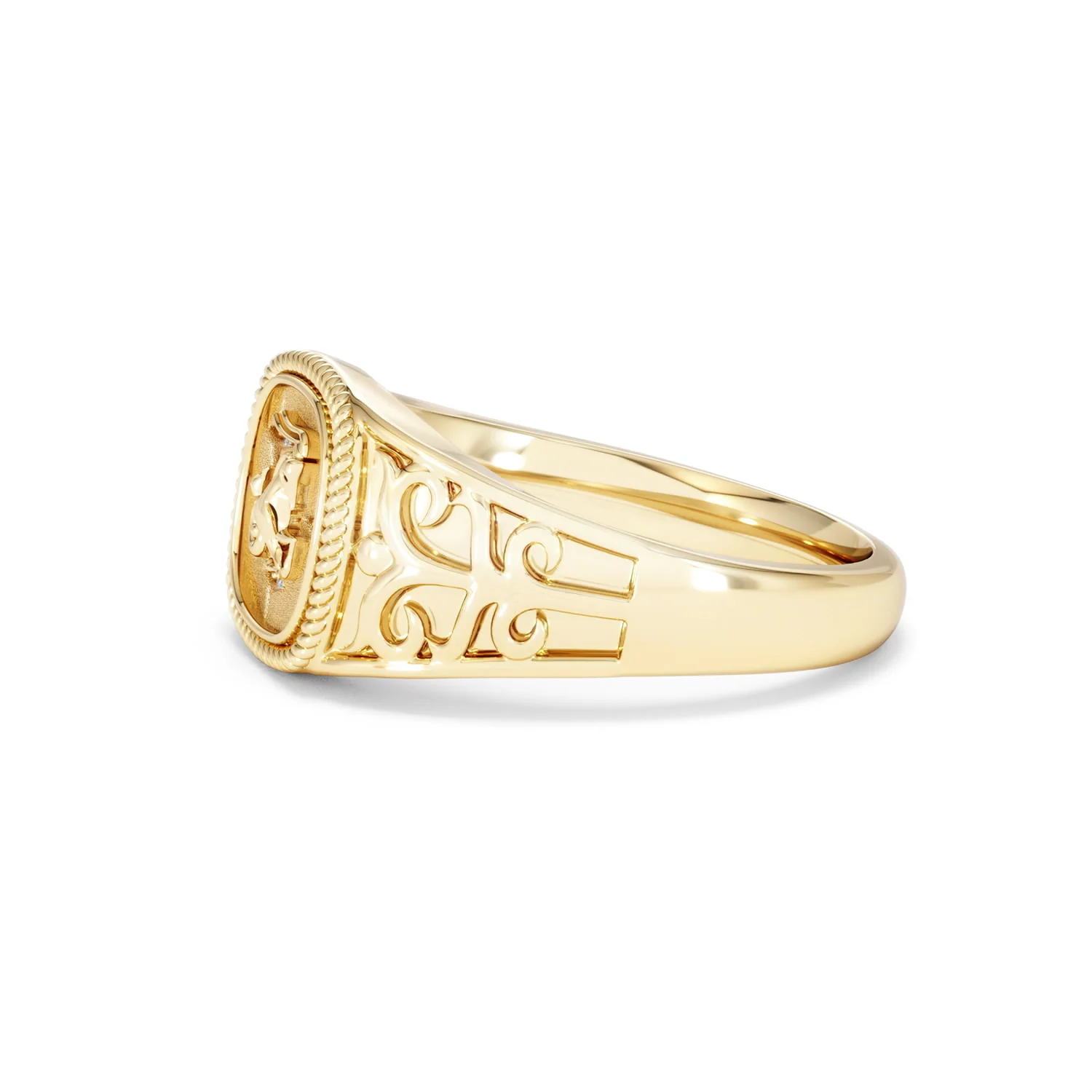 Capricorn Zodiac 0.01ct Lab Diamond Signet Ring in 18K Gold Vermeil - Image 71