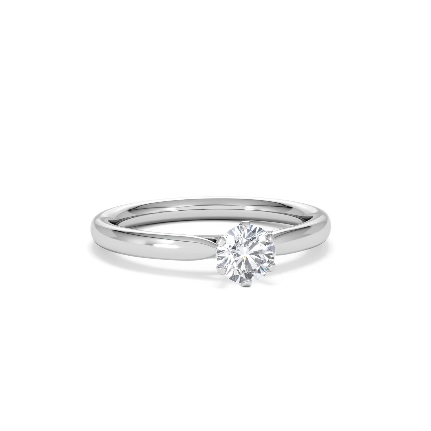 Certified 0.50CT Chloe Low 18K White Gold Engagement Ring E/VS2 - Image 11