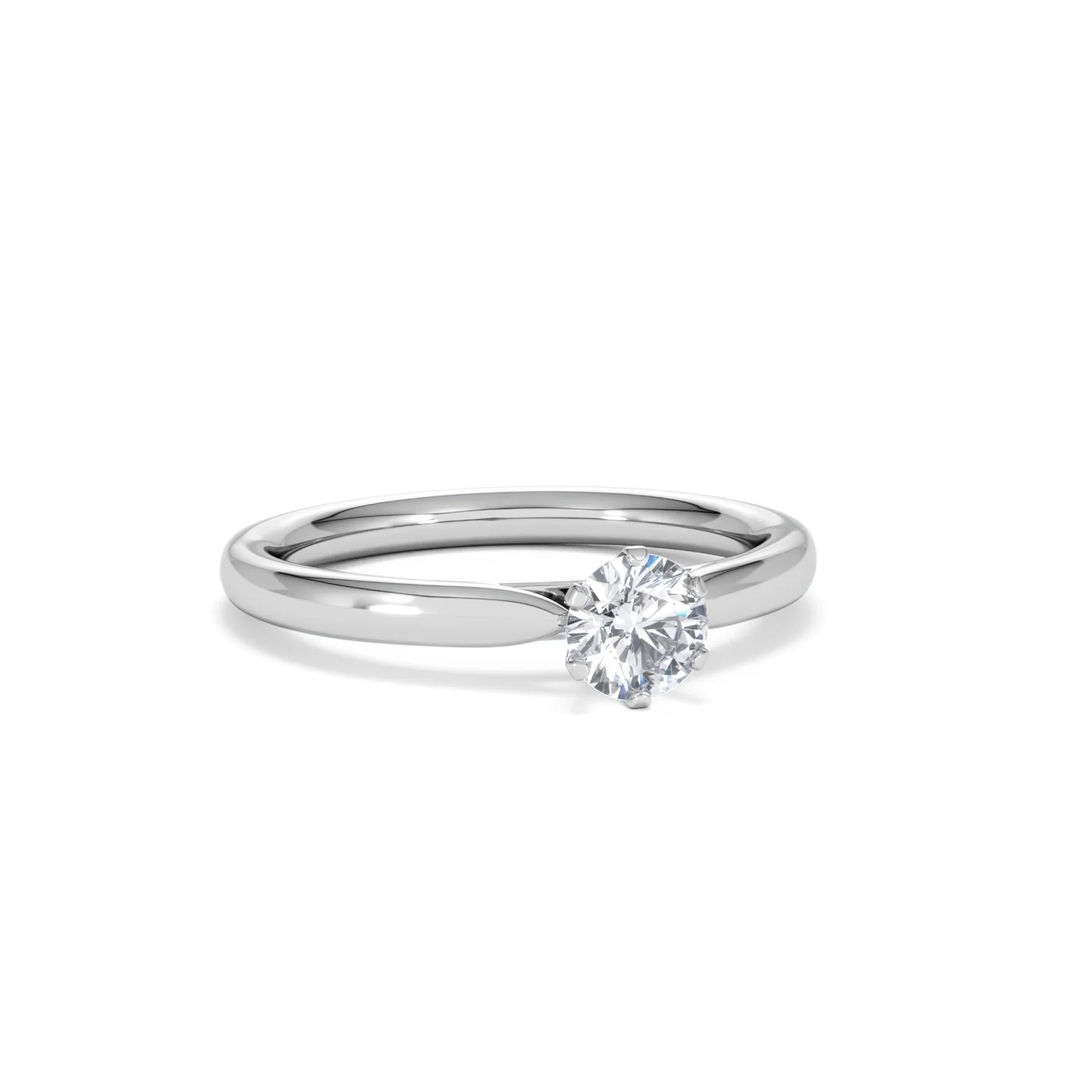 Certified 0.50CT Chloe Low 18K White Gold Engagement Ring E/VS2 - Image 12