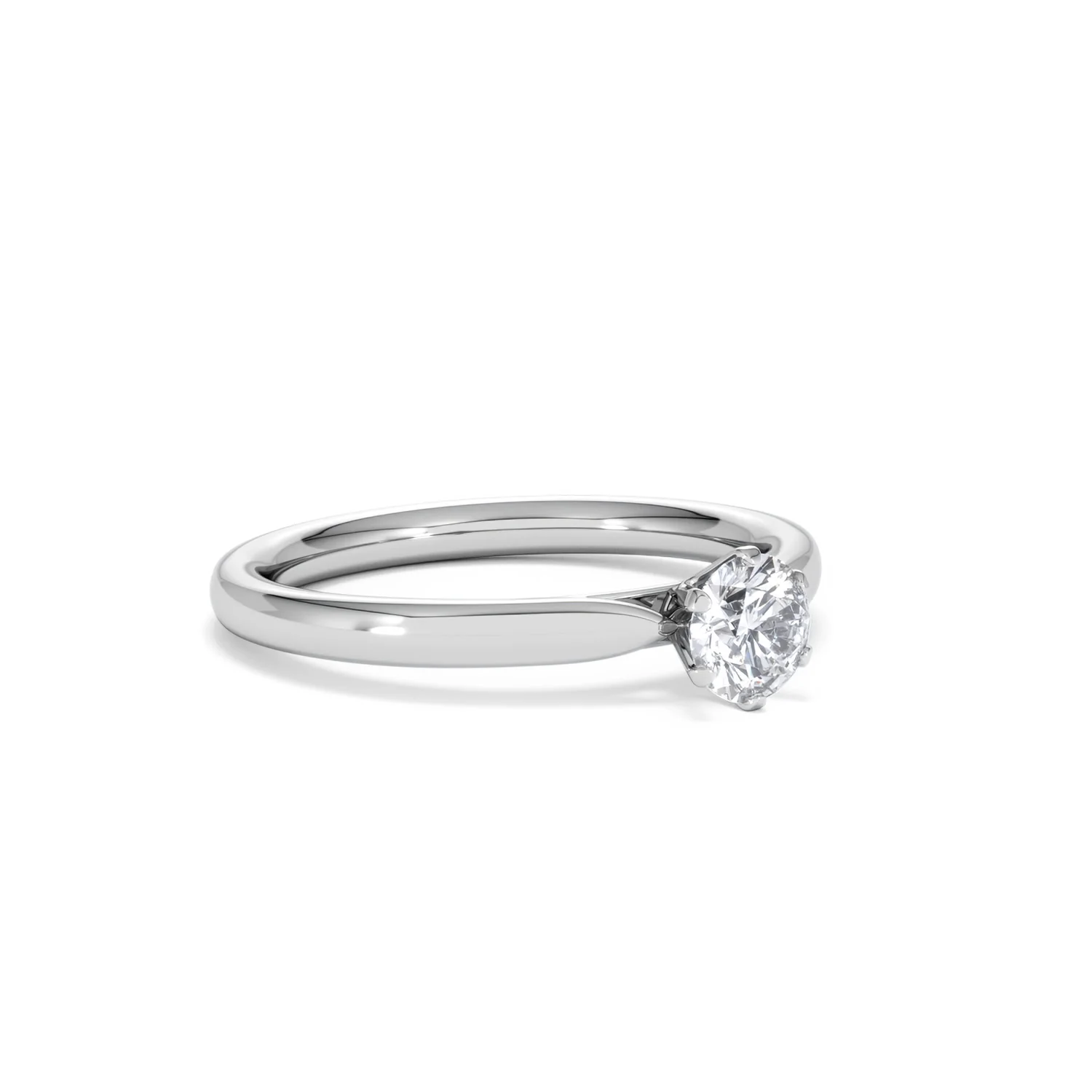 Certified 0.50CT Chloe Low 18K White Gold Engagement Ring E/VS2 - Image 16