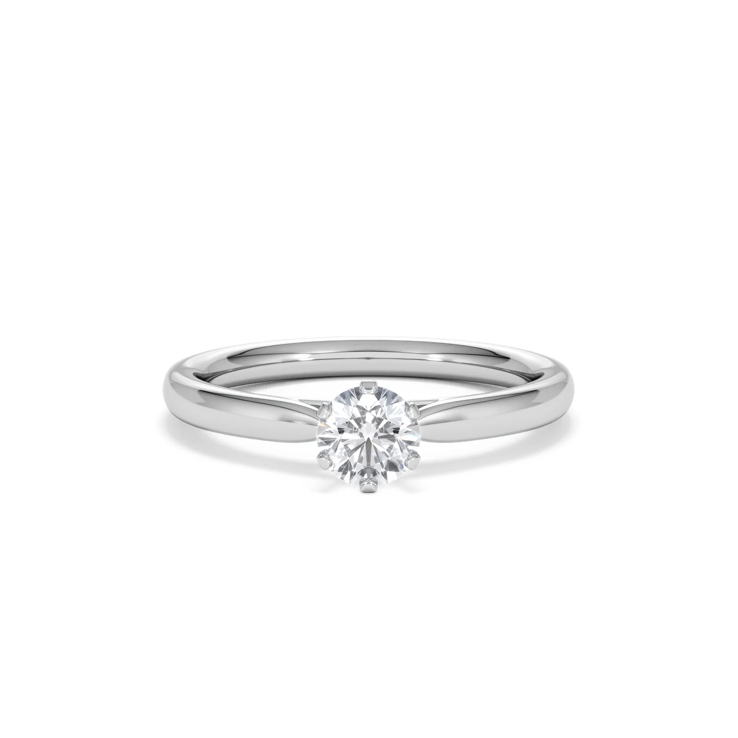 Certified 0.50CT Chloe Low 18K White Gold Engagement Ring E/VS2 - Image 8