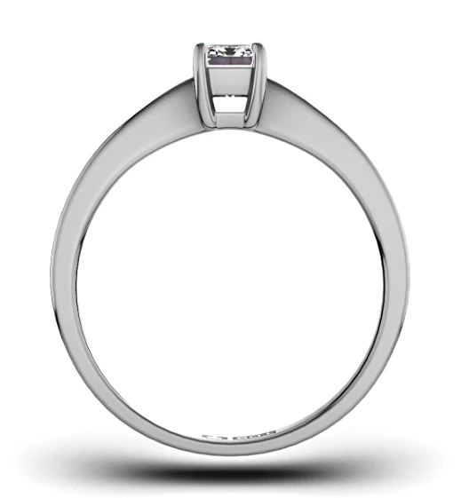 Certified Emerald Cut Platinum Diamond Engagement Ring 0.33CT-G-H/SI - Image 2