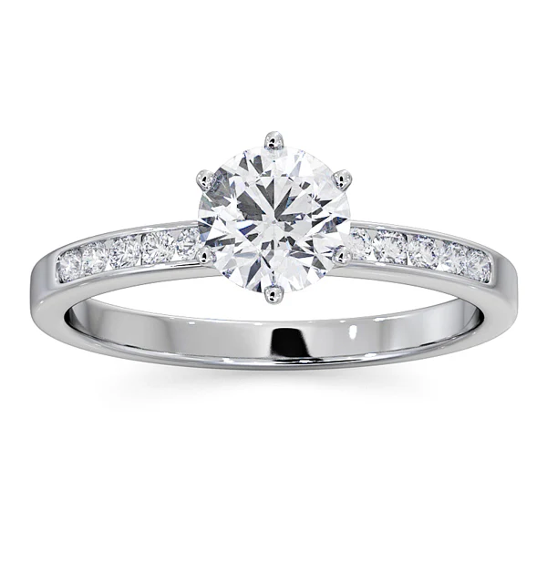 Charlotte GIA Diamond Engagement Side Stone Ring Platinum 0.88CT G/SI1 - Image 3
