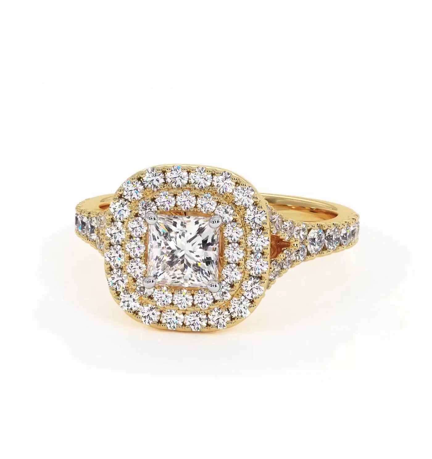 Cleopatra Lab Diamond Halo Engagement Ring in 18K Gold 1.20ct F/VS1 - Image 90
