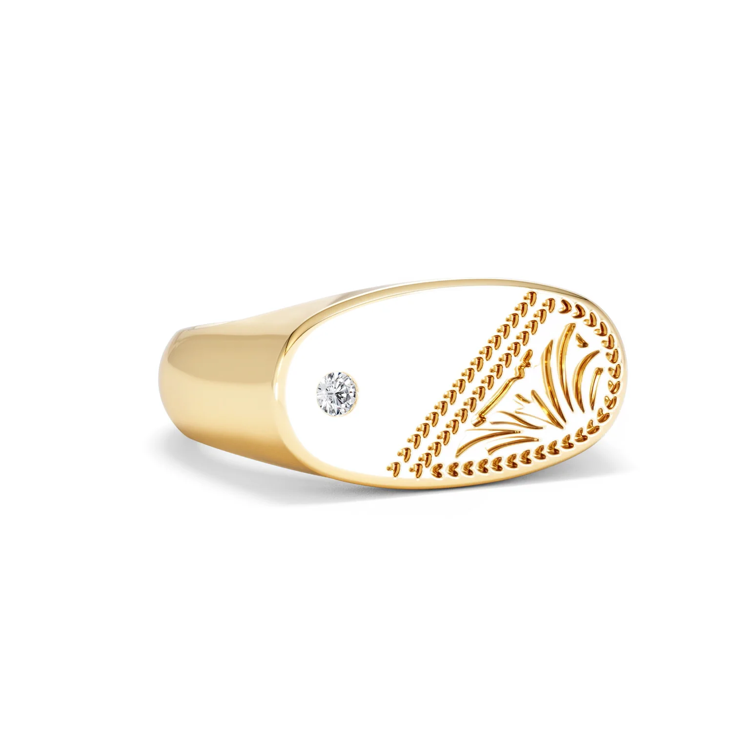 Crest 0.03ct Lab Diamond Men's Oblong Signet Ring in 18K Yellow Gold Vermeil - Image 13