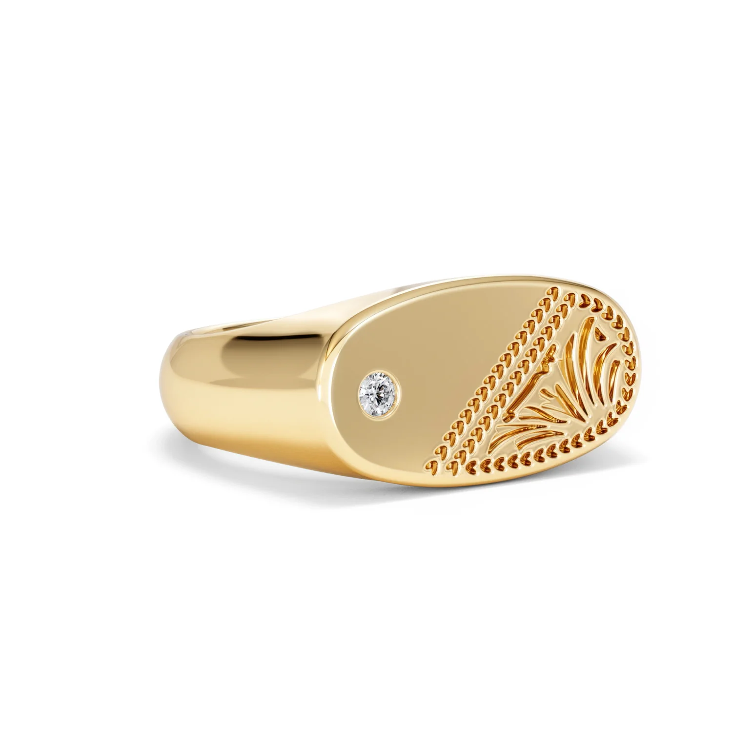 Crest 0.03ct Lab Diamond Men's Oblong Signet Ring in 18K Yellow Gold Vermeil - Image 15