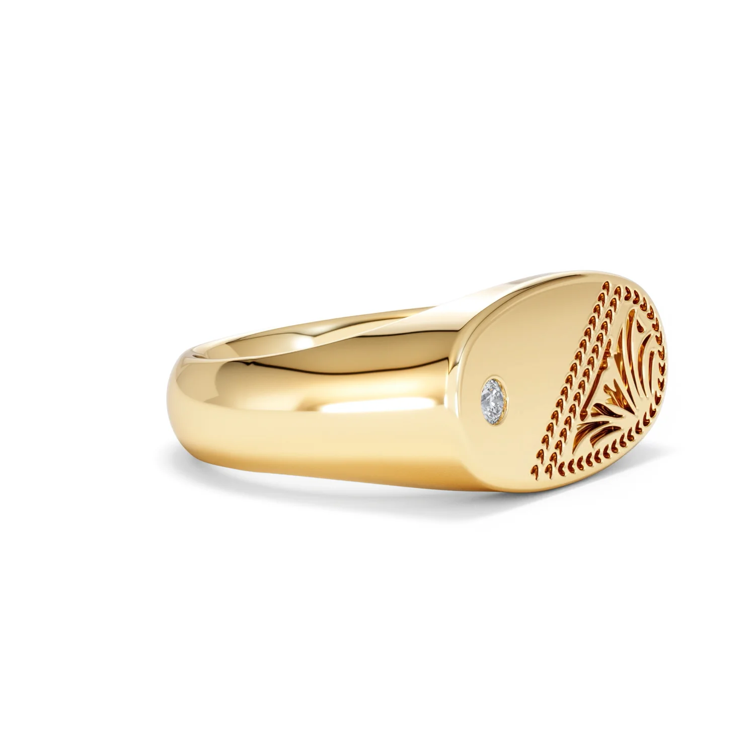 Crest 0.03ct Lab Diamond Men's Oblong Signet Ring in 18K Yellow Gold Vermeil - Image 20
