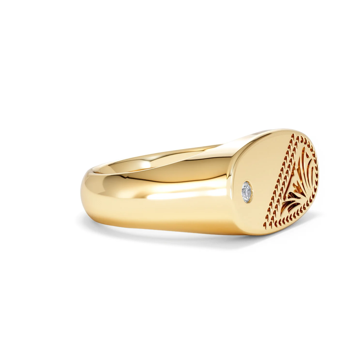 Crest 0.03ct Lab Diamond Men's Oblong Signet Ring in 18K Yellow Gold Vermeil - Image 21