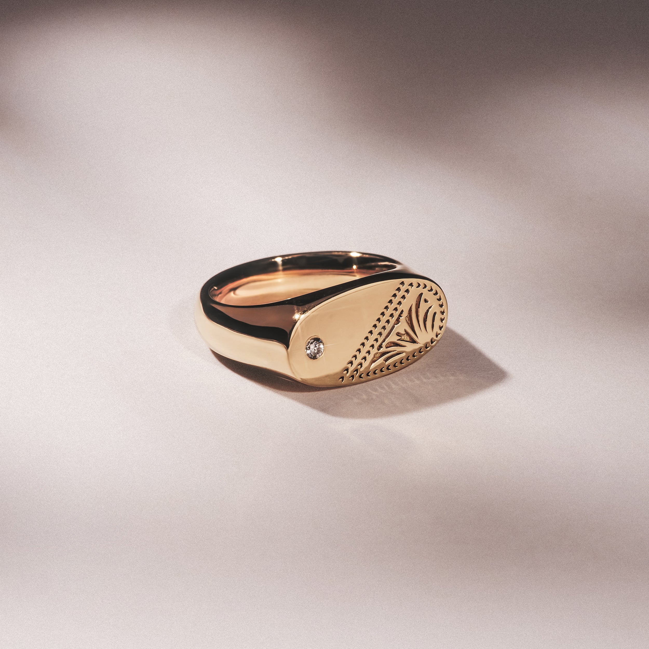 Crest 0.03ct Lab Diamond Men's Oblong Signet Ring in 18K Yellow Gold Vermeil - Image 6